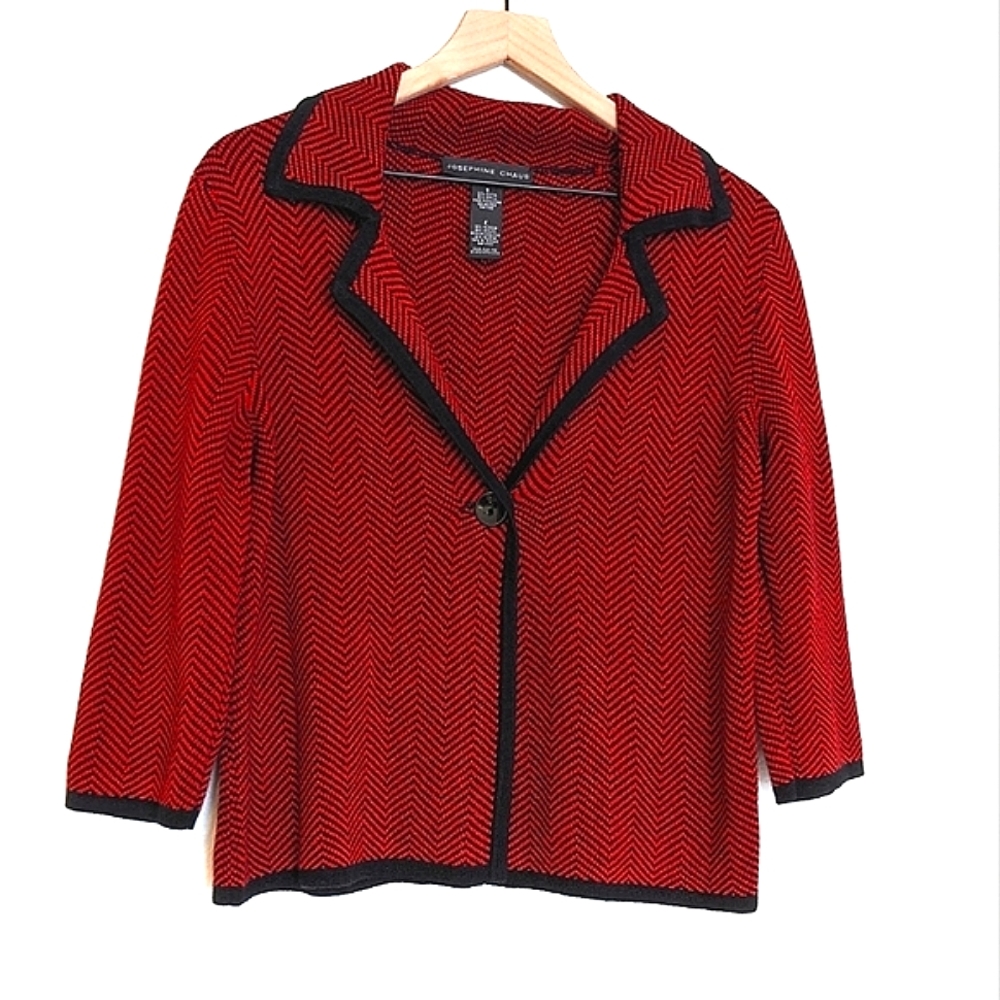 Josephine Chaus Chevron Knit Sweater Cardigan size Small